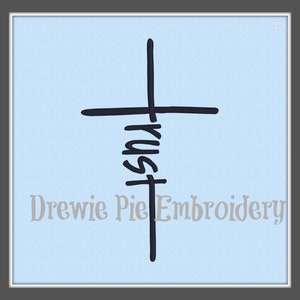 Embroidery Design - Trust Cross - Instant Download - Embroidery Files