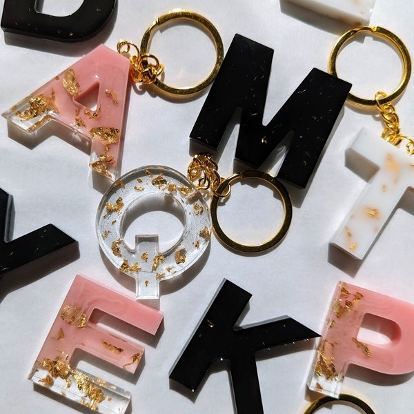 Custom Keychain | Initial Keychain | Resin Letter Keychain | Bridesmaids Gifts | Keychains for Women | Alphabet Charm Key Pendant |