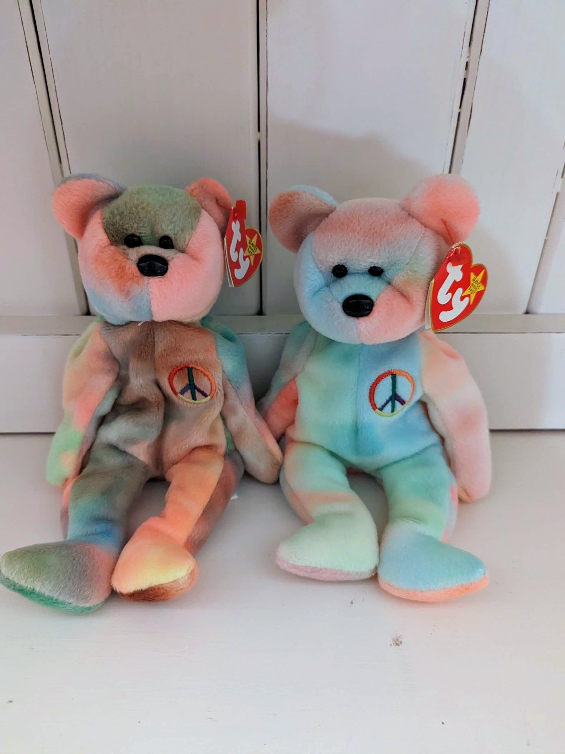 Ty Beanie Babies Peace Tie-dye Bears Rare and Retired - Etsy