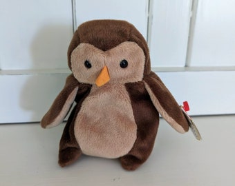 Vintage Hoot the Owl - Retired TY Beanie Baby - Tag Errors - 4th Gen Swing and Tush Tags