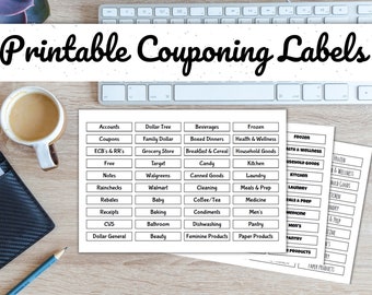 Printable Coupon Binder Labels - Coupon Organizer File Folder Labels - Money Saving Holder - Printable File Tabs