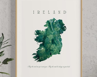 Ireland Map Print, Irish Print, Ireland Map Poster, Green Ireland Wall Art, Ireland Wall Decor, Printable Digital Download