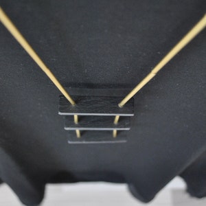 Statement necklace, Architectural necklace, Long brass necklace and natural stone with modern and minimal design, gift for her