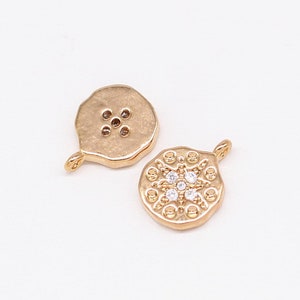 2PCS North Star Pendant Crystal Charm Starburst Pendant Coin Pendant Dangle Charm Tiny Coin Pendant Circle Charm Celestial Jewelry Supply