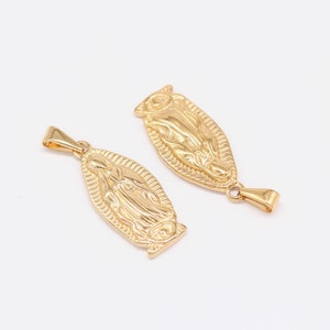 1PCS Gold Plated Virgin Mary Our Lady of Guadalupe Blessed Mother Religious Protective Necklace Pendant Gift for Her Diy Necklace