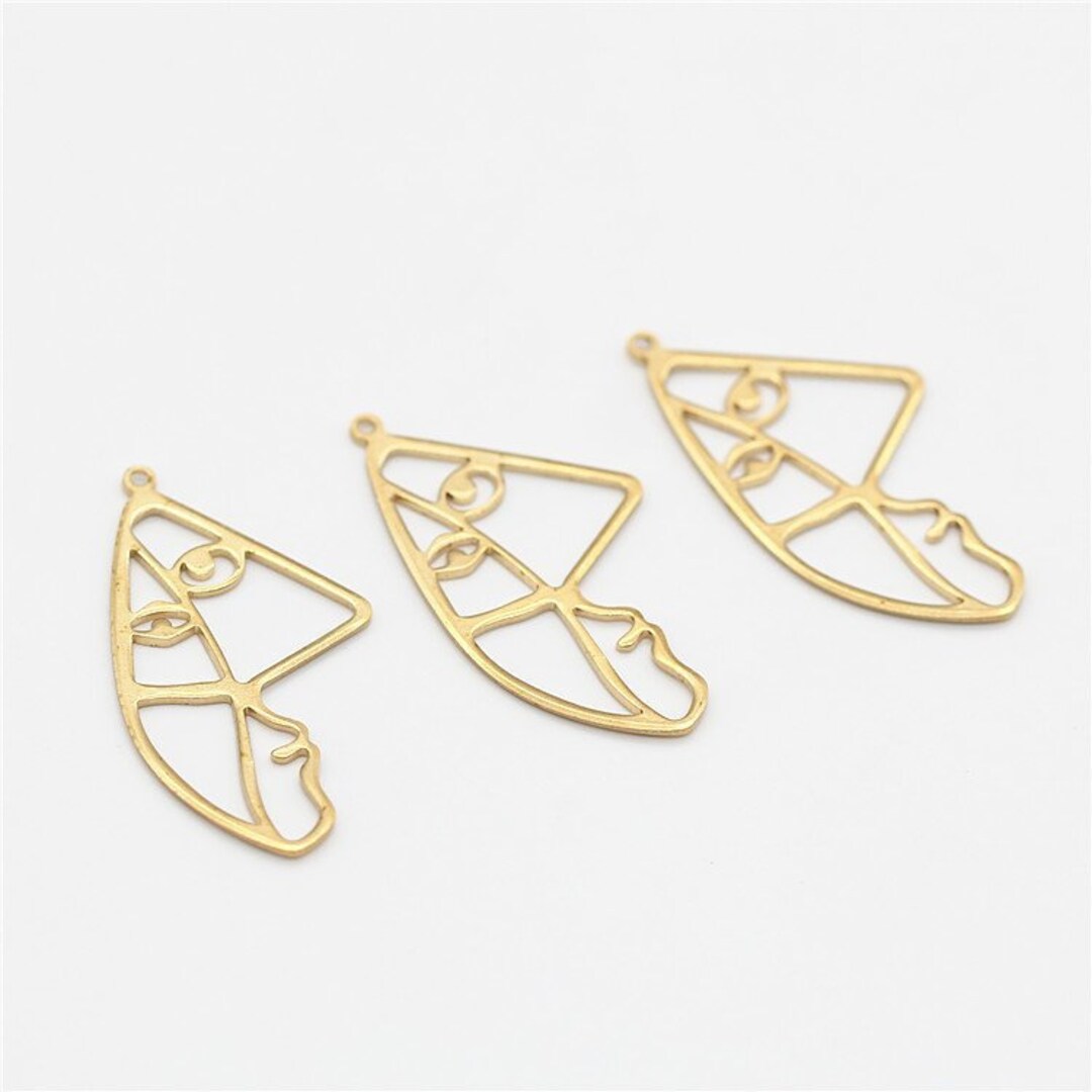 8pcs Wire Face Charms Face Pendant Face Findings Brass Face Charms for