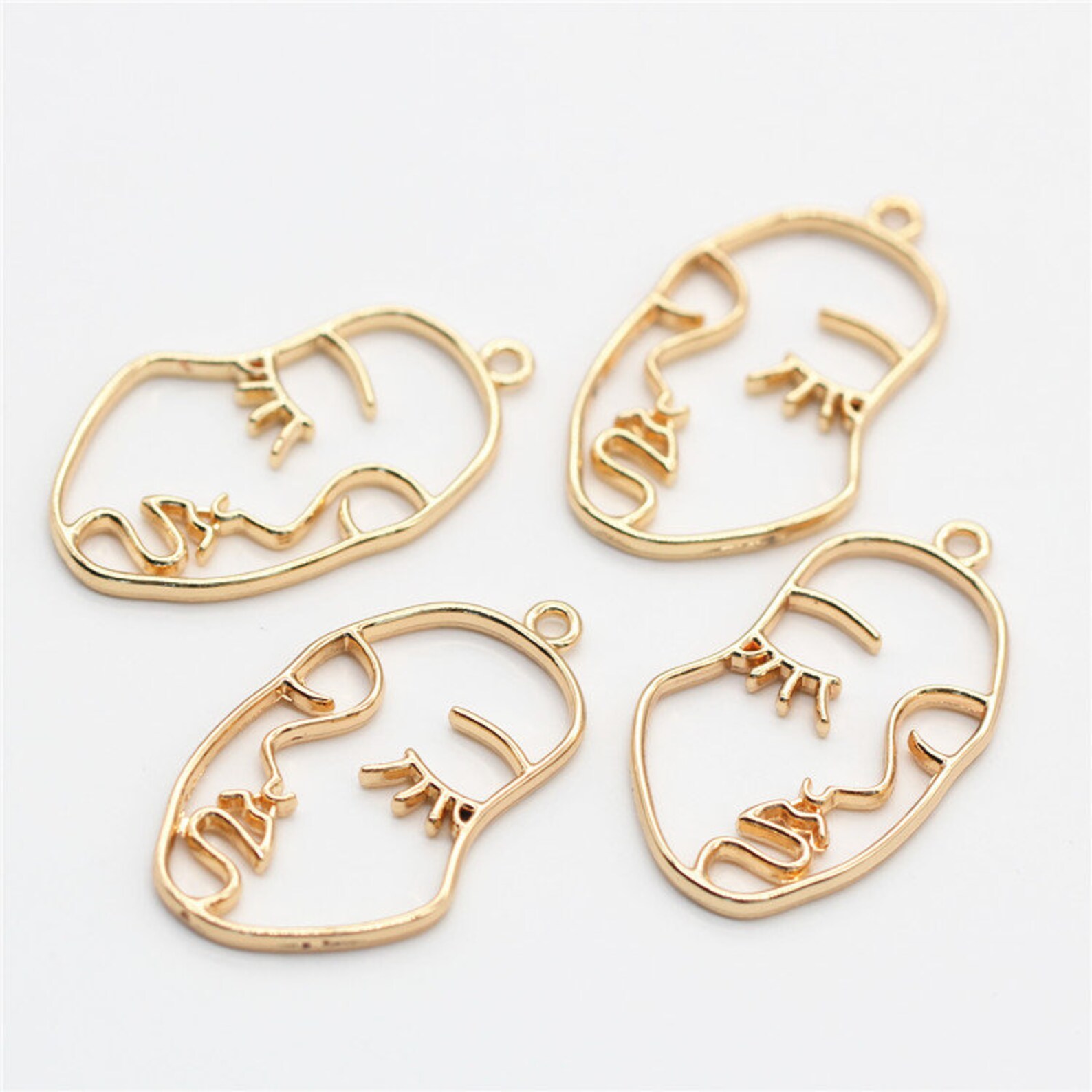 4pcs Wire Face Charms Face Pendant Face Findings Brass Face Charms for