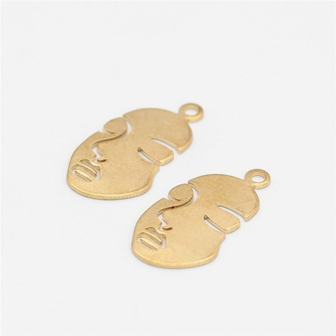 6pcs Wire Face Charms Face Pendant Face Findings Brass Face Charms for