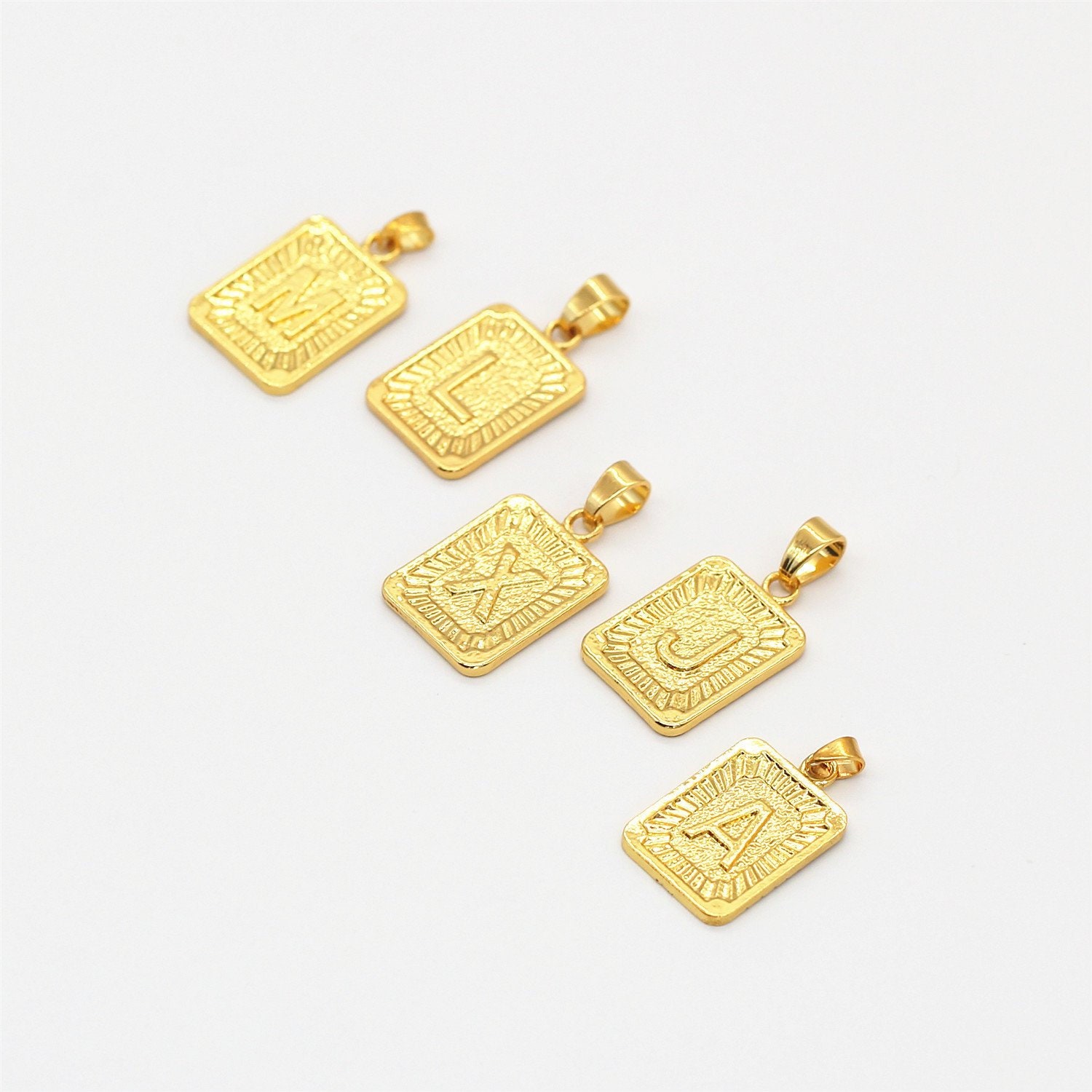 24mmx16mm Shiny Gold Square Letter Gold Plated Letters 26 Letter