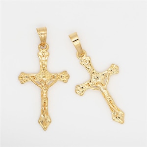 Catholic Cross - Religious Cross - Catholic Bible - Gold Cross - Necklace Pendant -  Jewelry Making - Jewelry Findings - Cross Charm -