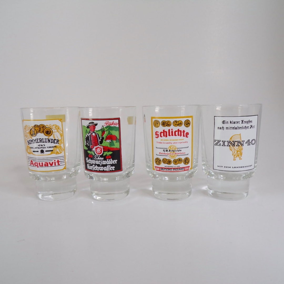 Vintage German Shot Glasses Rastal Glass Co. Spirit Label Etsy