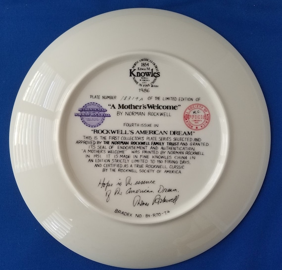 Norman Rockwell A Mother's Welcome Collector's Plate Fine China