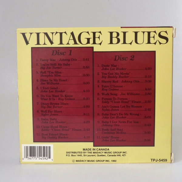 Vintage Blues 2 CD's Box Set Madacy Music Group 1992