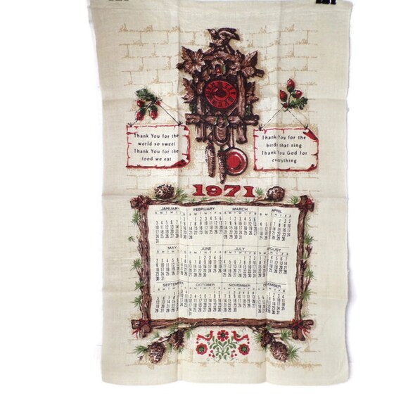 Vintage 1971 Calendar Banner Burlap Pennsylvania Dutch - Etsy