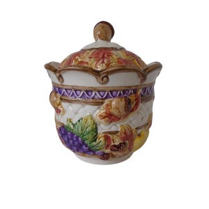 Omnibus by Fitz & Floyd Thanksgiving Fall Fruits Sugar Bowl Vintage 1995