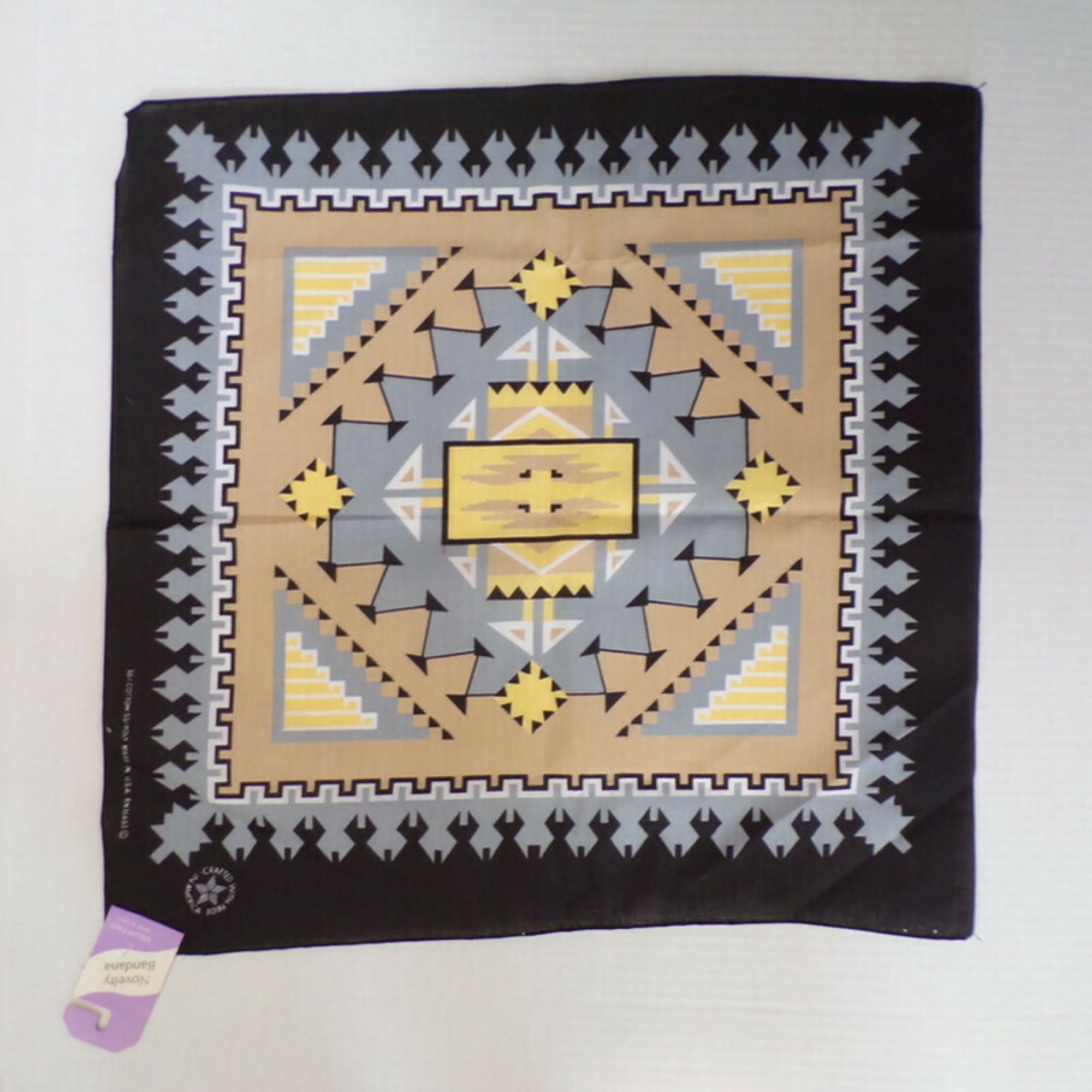 Vintage 1990 Bandana Southwest Native American Design Pattern Made