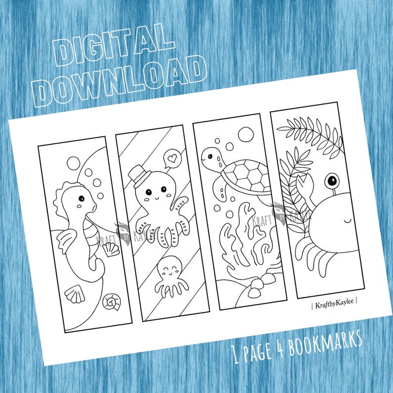 Under the Sea I Coloring Bookmarks Set of 4 PDF instant | Etsy