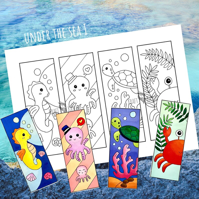Under the Sea Coloring Bookmarks set of 16 PDF Download - Etsy Ireland