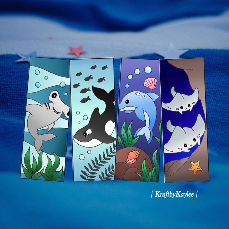 Under the Sea III Coloring Bookmarks Set of 4 PDF download | Etsy