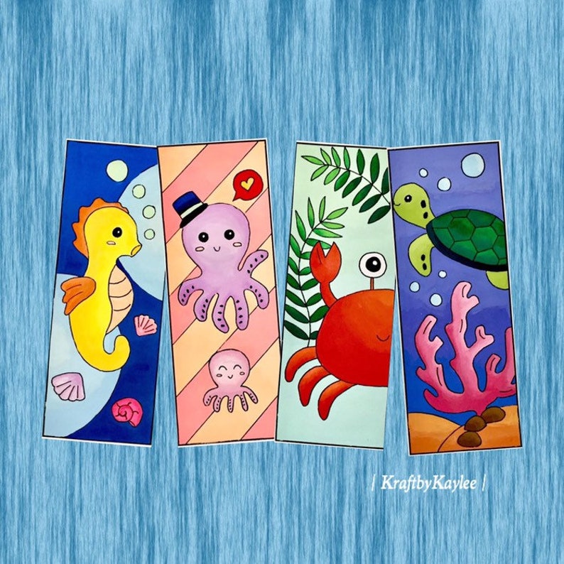 under the sea i coloring bookmarks set of 4 pdf instant etsy