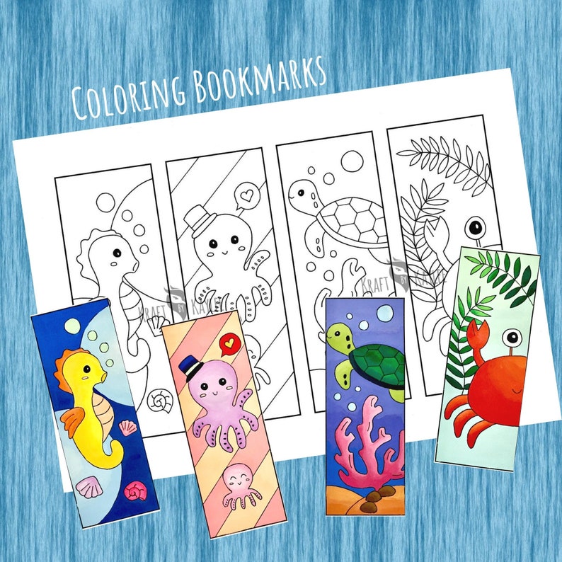 Under the Sea I Coloring Bookmarks Set of 4 PDF instant | Etsy