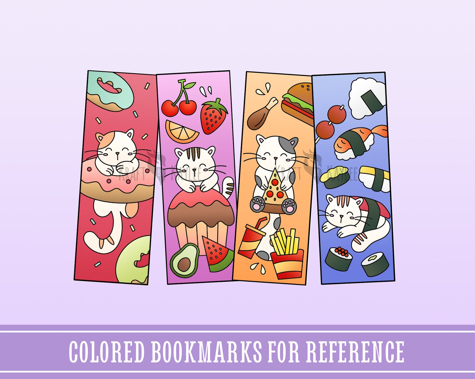 Cute Kitty Coloring Bookmarks set of 4 Coloring Pages - Etsy