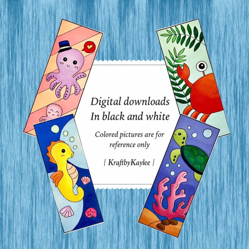 under the sea i coloring bookmarks set of 4 pdf instant etsy