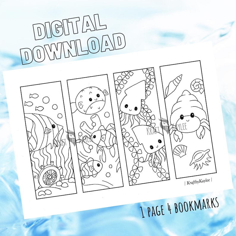 under the sea ii coloring bookmarks set of 4 pdf instant