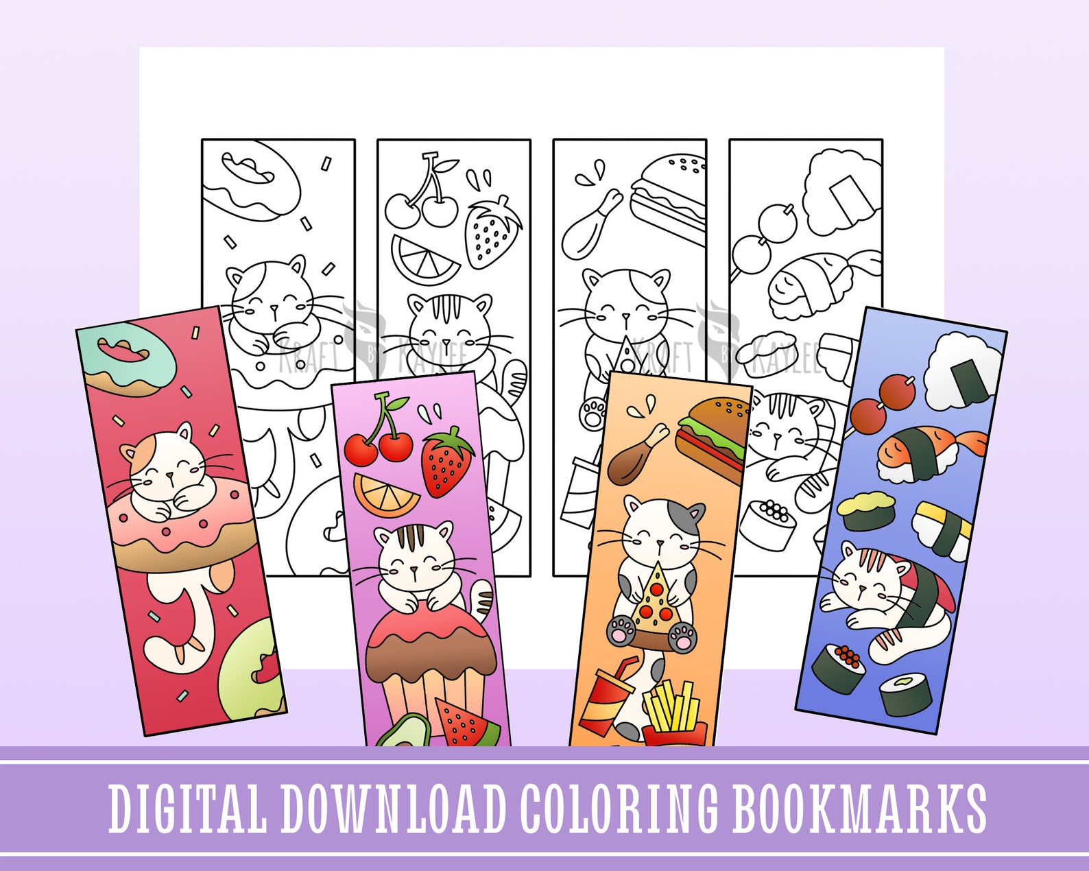 Cute Kitty Coloring Bookmarks set of 4 Coloring Pages - Etsy