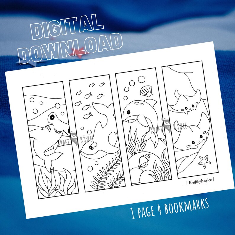 Under the Sea III Coloring Bookmarks Set of 4 PDF download | Etsy