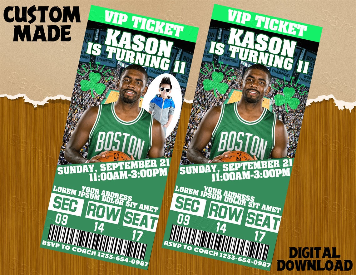 Boston Celtics ticket Invitation Printable Invitation Etsy