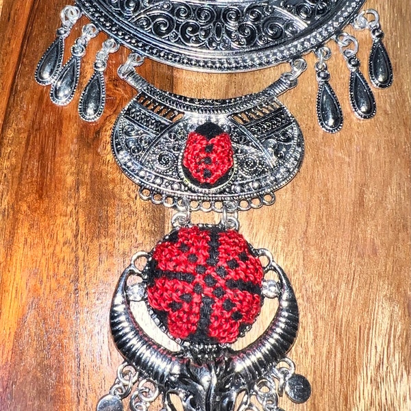 Handmade Palestinian embroidery necklace