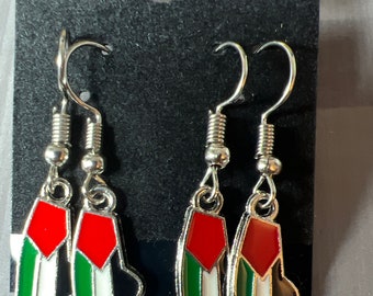 Handmade Palestinian flag map earrings