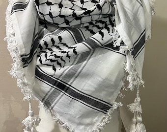 Style palestinien (défectueux) Kufiya. Shemagh, Hatta, Authentique kufiya tissée originale. Veuillez lire la description