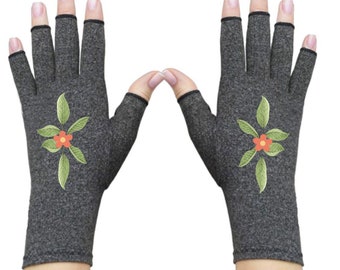 Fingerless Compression Gloves: Arthritis Relief, Star Flower Design
