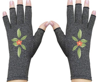 Fingerless Gloves for Women - Arthritis Gloves - Texting Gloves - Arthritis Relief - Driving Gloves - Compression Gloves - Star Flower