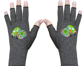 Fingerless Compression Gloves: Arthritis & Carpal Tunnel Relief - Green Beetle
