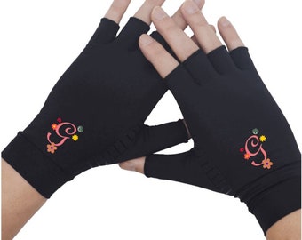 Monogram Copper Compression Arthritis Gloves -  Copper Infused Gloves - Fingerless Gloves - Arthritis Relief - Monogram