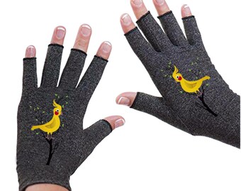 Cockatiel Fingerless Compression Gloves: Arthritis Relief, Texting Gloves