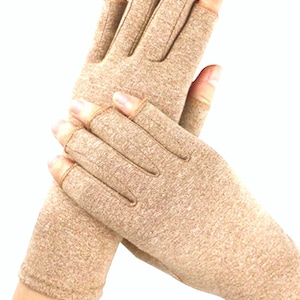 Guantes de compresión sin dedos: Calentadores de muñeca hechos a mano para aliviar la artritis.