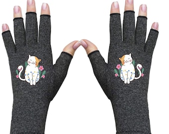 Fingerless Gloves for Arthritis,  Women fingerless gloves, Arthritis Gloves, Mother’s day gift, Compression gloves - HAPPY CAT