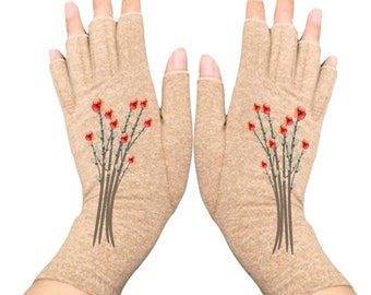 Blooming Fingerless Compression Gloves: Arthritis Texting Gloves