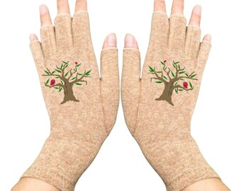 Tree of Life Fingerless Compression Gloves – Arthritis Relief
