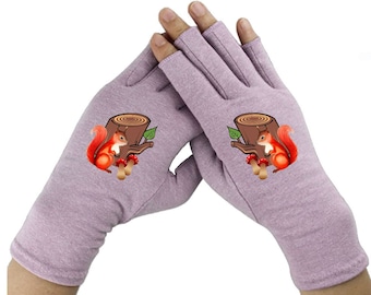 Fingerless Gloves for Women - Arthritis Gloves - Texting Gloves - Arthritis Relief - Driving Gloves - Compression Gloves - Squirrel