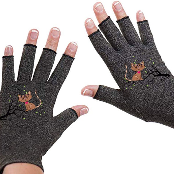 Fingerless Gloves for Women - Arthritis Gloves - Texting Gloves - Arthritis Relief - Driving Gloves - Compression Gloves- Sittin' On A Tree