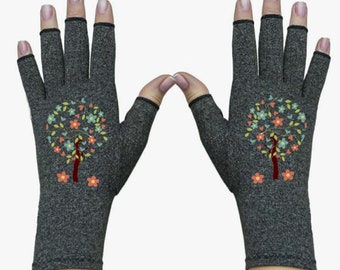 Fingerless Gloves for Women - Arthritis Gloves - Texting Gloves - Arthritis Gloves - Driving Gloves - Compression Gloves - Tree of Life