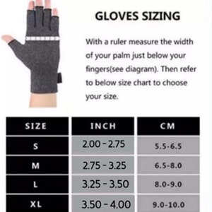 K&ouml;nnte beinhalten: Eine Tabelle mit den Gr&ouml;&szlig;en von Handschuhen in Zoll und Zentimetern. Die Tabelle umfasst die Gr&ouml;&szlig;en S, M, L und XL. Die Tabelle zeigt die Breite der Handfl&auml;che in Zoll und Zentimetern f&uuml;r jede Gr&ouml;&szlig;e.