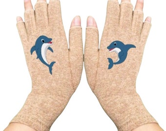 Dolphin Fingerless Compression Gloves – Arthritis Relief, Texting