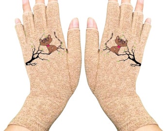 Fingerless Gloves for Arthritis, Women fingerless gloves, short gloves, Mother’s day gift, Compression gloves - Sittin on A Tree