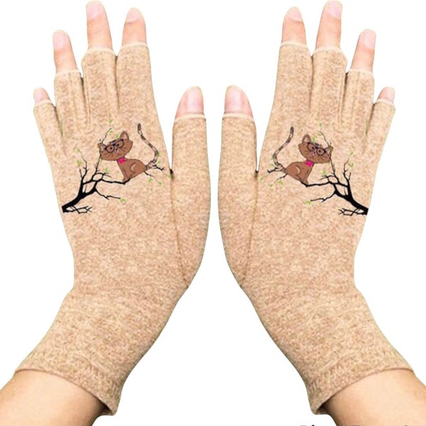Fingerless Gloves for Arthritis, Women fingerless gloves, short gloves, Mother’s day gift, Compression gloves - Sittin on A Tree